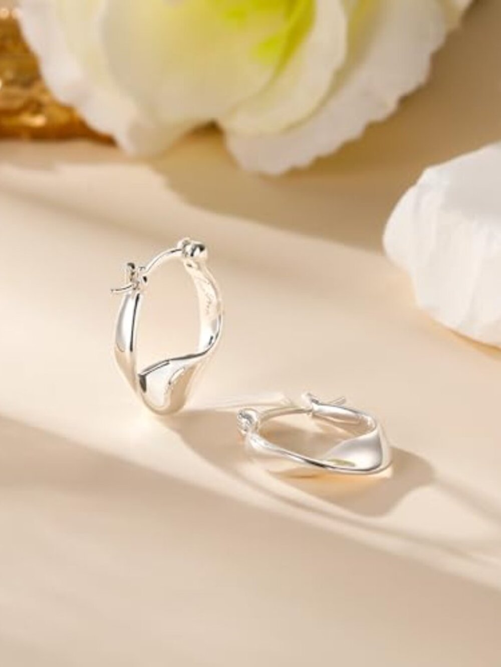925 Sterling Silver Earrings Silver Hoop - Picture 4 of 6
